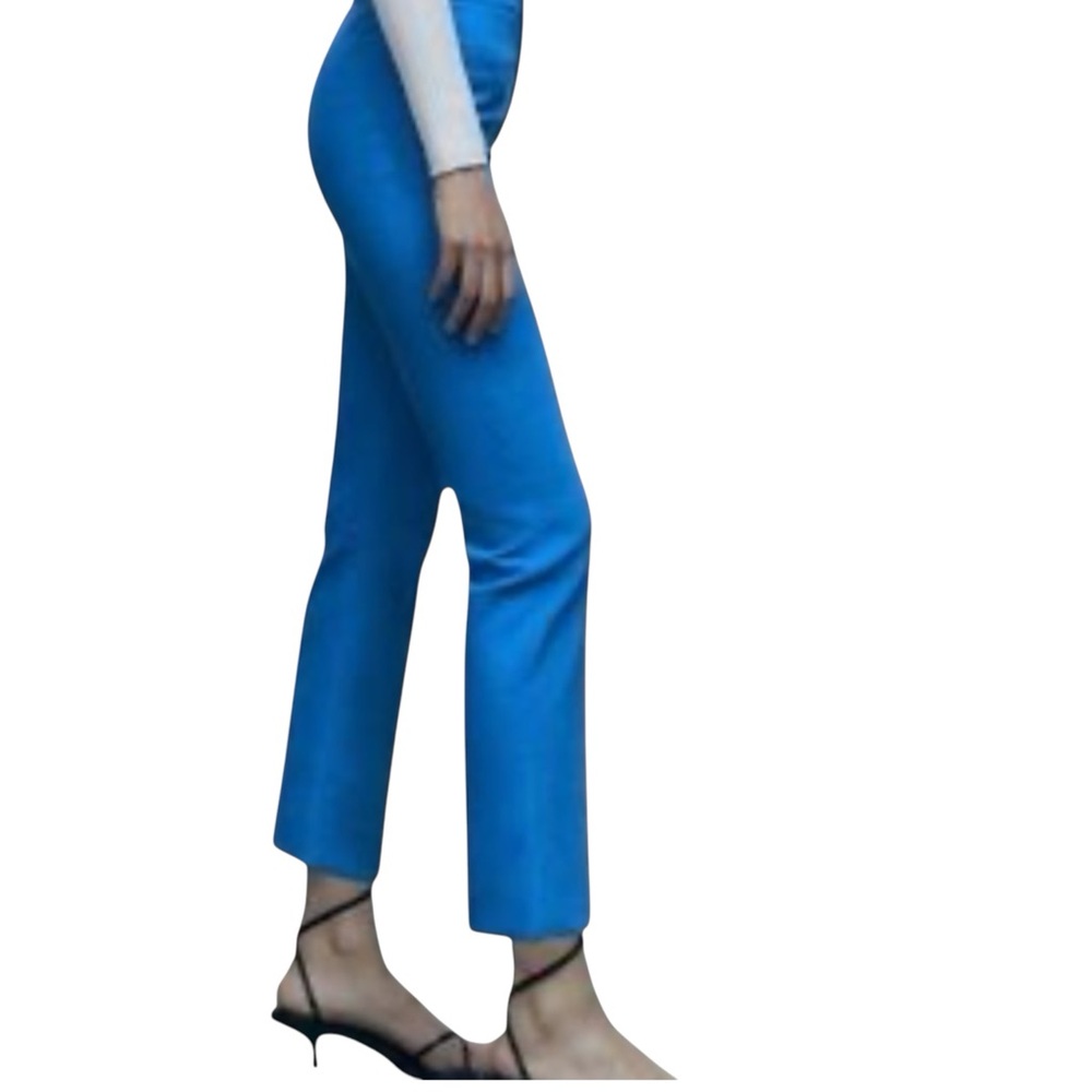 Zara Bright Blue Cropped Straight-Leg Pants